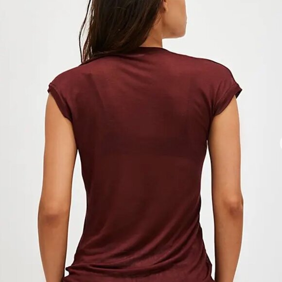 FREE PEOPLE On Air V-Neck Tee - Bittersweet - Picture 6 of 8